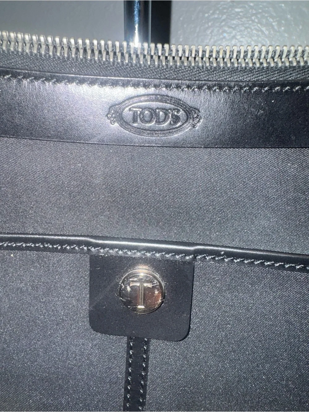 Tod's Black Canvas shoulder Bag with Leather Trim NWOT.
